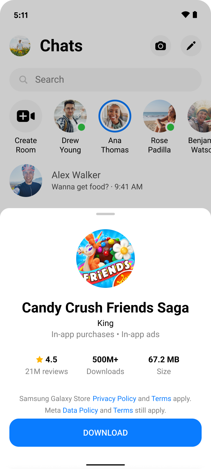 Meta App Install Sheet on Messenger