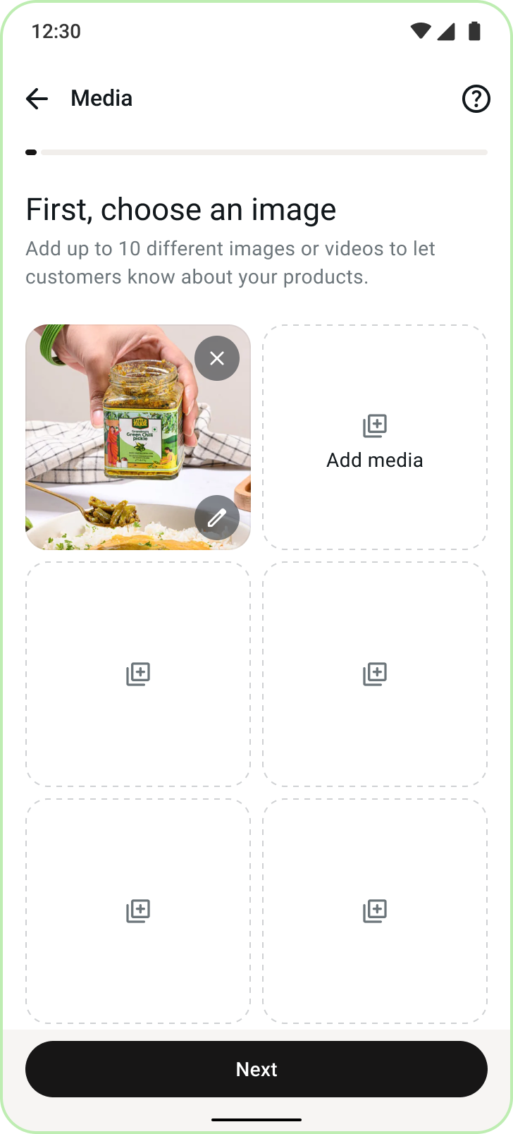 Media: first, choose an image
