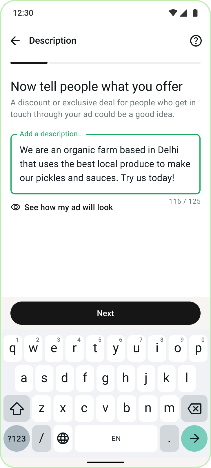 Description: tell people what you offer